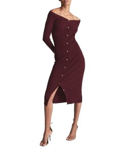 Reiss Camille Knitted Button Through Midi Dress