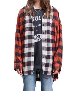 R13-Buffalo-Plaid-Drop-Neck-Combo-Work-Shirt-white