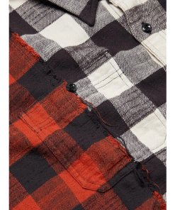 R13 Buffalo Plaid Drop Neck Combo Work Shirt