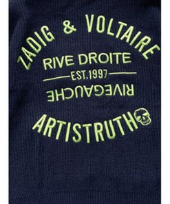 Zadig & Voltaire Moore Cow Blason Embroidered Zip-Up Cotton Sweater