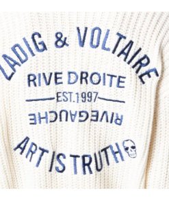 Zadig & Voltaire Moore Cow Blason Embroidered Zip-Up Cotton Sweater