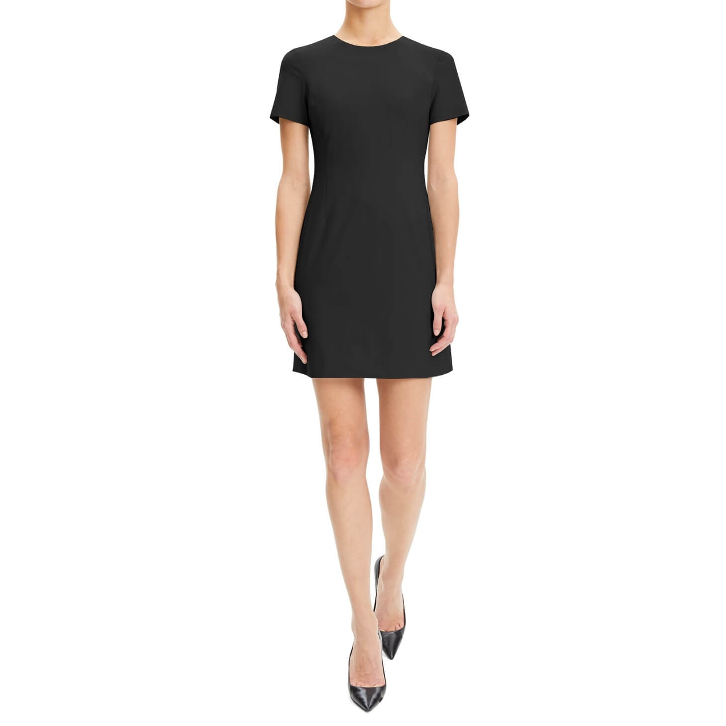 Theory Jatinn Short Sleeve Traceable Wool Suiting Dress evaChic Theory Jatinn Short Sleeve Traceable Wool Suiting Dress evaChic