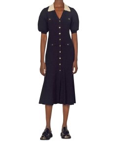 Sandro Lauralie Collared Midi Dress