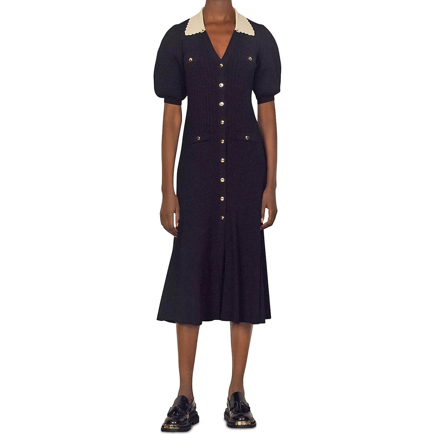 Sandro Lauralie Collared Midi Dress – evaChic