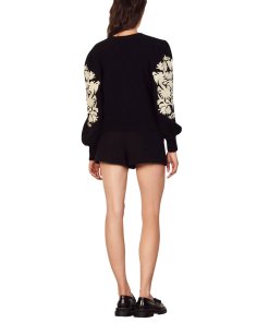 Sandro Peppy Embroidered Floral Sweater