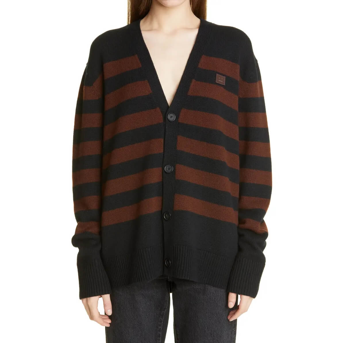 Acne Studios カーディガン Acne Studios - Wool V-Neck Cardigan - Dark brown
