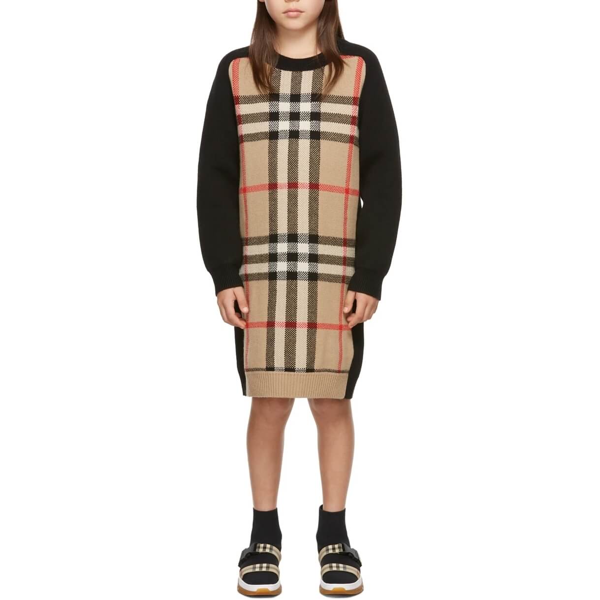 burberry knit dress Burberry Check ribbed-knit midi dress in red - Burberry