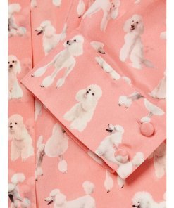 Alice + Olivia Willa Dog Print Long Sleeve Silk Blouse
