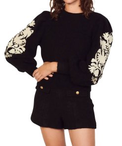 Sandro Peppy Embroidered Floral Sweater