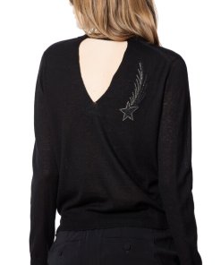 Zadig & Voltaire Emma Rhinestone Open Back Cashmere Sweater