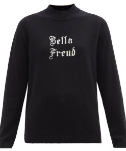 Bella Freud Gothic Logo-Intarsia Cashmere Sweater