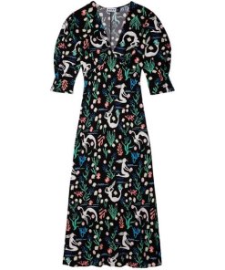 Rixo Zadie Printed Crepe Midi Dress