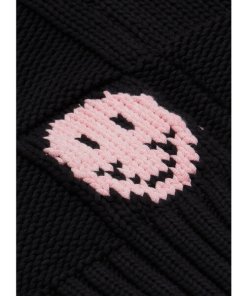 Ganni Oversized Collar Smiley Intarsia Cotton Robe Cardigan
