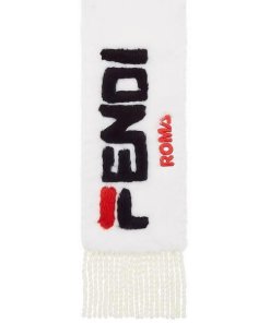 Fendi x Fila Logo Fringed Mink Scarf