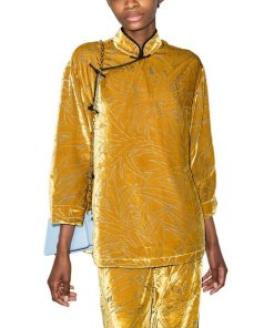 Olivia von Halle Harlow Leaf Velvet Pajama Set