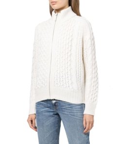 Nili Lotan Kalina Zipped Cable-Knit Cashmere Cardigan
