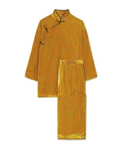 Olivia von Halle Harlow Leaf Velvet Pajama Set