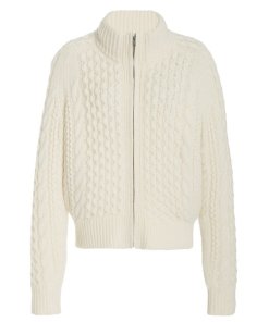 Nili Lotan Kalina Zipped Cable-Knit Cashmere Cardigan