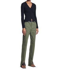 Dion Lee Split Frayed Straight-Leg Pants