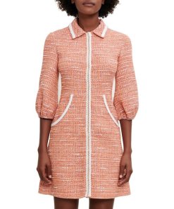 Maje Rimoda Three-Quarter Sleeve Tweed Dress