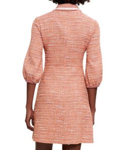fitted lace wedding dress Tae Red Tweed Long Sleeve Drop Waist Mini Dress (Archive Sale) main image 0