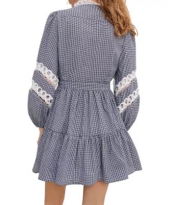 Maje Ritchy Cotton Gingham & Lace Dress