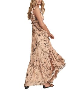 Reiss Peach Floral Printed Maxi Dress