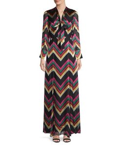Alice + Olivia Annabella Chevron Silk-Blend Maxi Dress