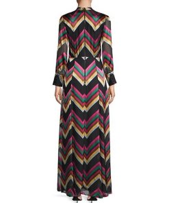 Alice + Olivia Annabella Chevron Silk-Blend Maxi Dress