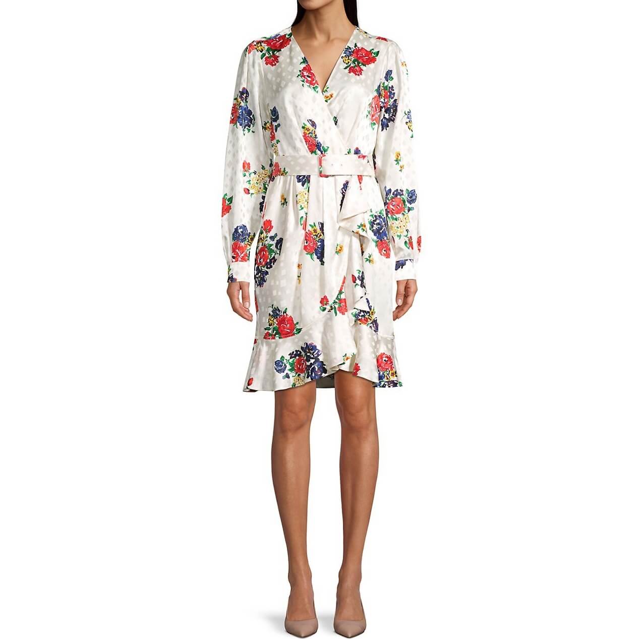 Tory Burch Floral Ruffle Silk Belted Wrap Dress