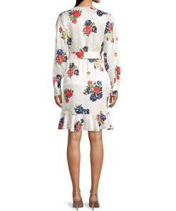 Tory Burch Floral Ruffle Silk Belted Wrap Dress