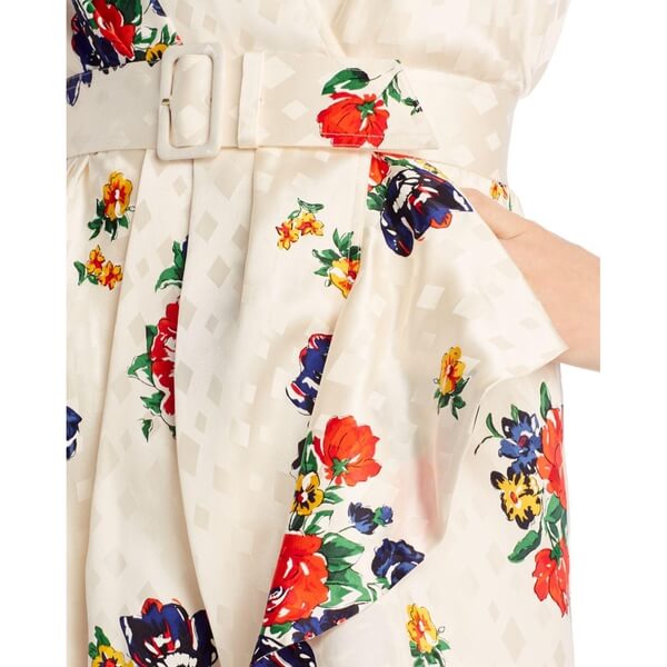 Tory Burch Floral Ruffle Silk Belted Wrap Dress