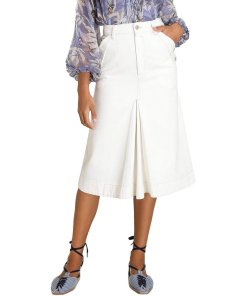 Zimmermann Vintage White Denim Pocket Midi Skirt