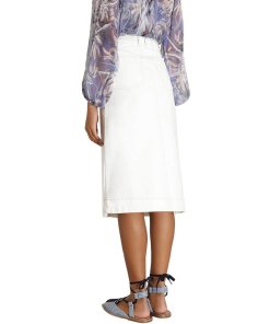 Zimmermann Vintage White Denim Pocket Midi Skirt