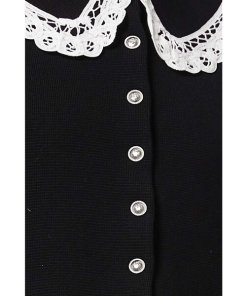 Maje Mirandal Lace-Trim Collared Cardigan
