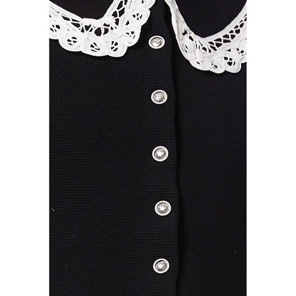 Maje Mirandal Lace-Trim Collared Cardigan