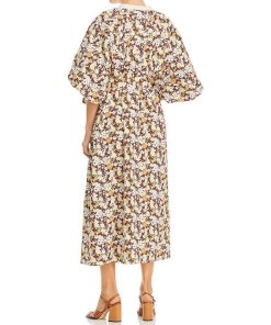 Tory Burch Reverie Floral Balloon-Sleeve Caftan Dress