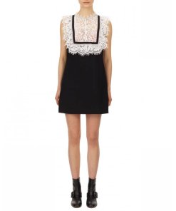 Self-Portrait Monochrome Fine Lace Crepe Mini Dress
