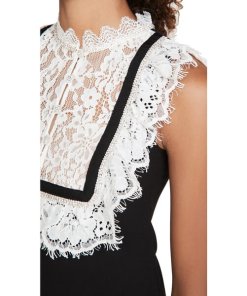 Self-Portrait Monochrome Fine Lace Crepe Mini Dress
