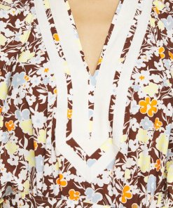 Tory Burch Reverie Floral Balloon-Sleeve Caftan Dress