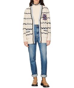 Sandro Ludvik Crocheted Logo Patch Cardigan