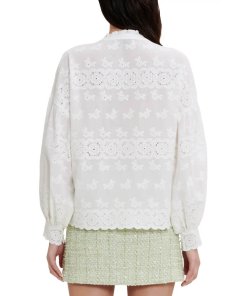 Maje Ceanna Eyelet Embroidered Cotton Shirt