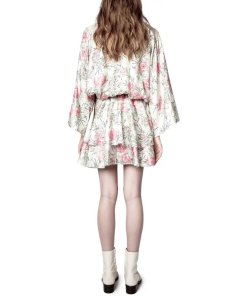 Zadig & Voltaire Ruffle Twill Roses Judo Silk Dress