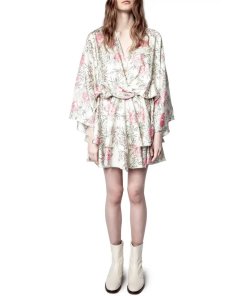 Zadig & Voltaire Ruffle Twill Roses Judo Silk Dress
