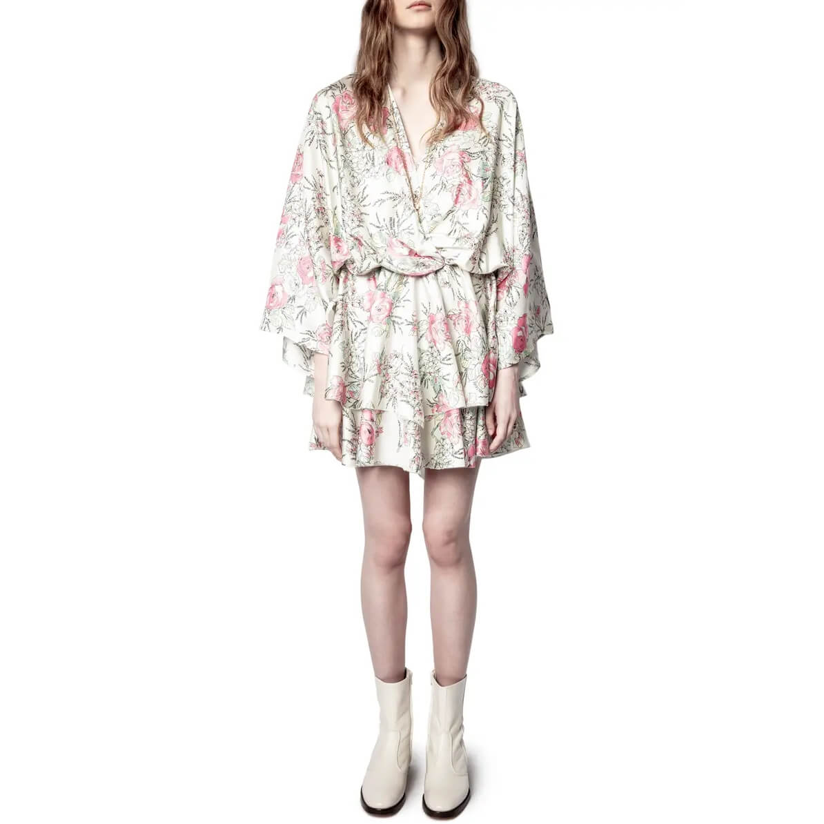 Zadig & Voltaire Ruffle Twill Roses Judo Silk Dress