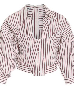 Alexander Wang Cropped Striped Cotton Bustier Shirt