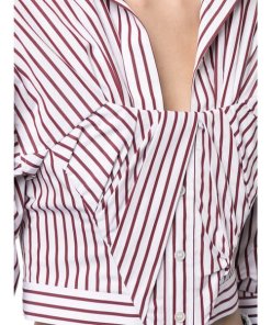 Alexander Wang Cropped Striped Cotton Bustier Shirt