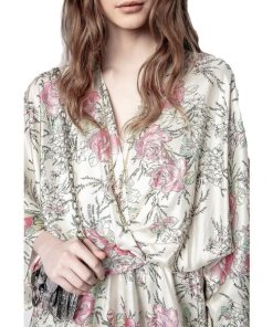 Zadig & Voltaire Ruffle Twill Roses Judo Silk Dress