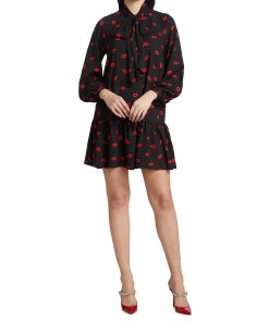 Kate Spade Kisses Tie-Neck Shift Mini Dress