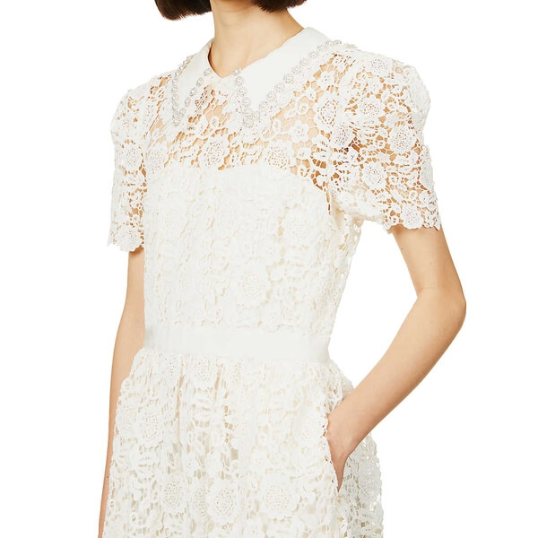 chinese dress ladies White Lace Peplum Midi Dress – self-portrait-US main image 1